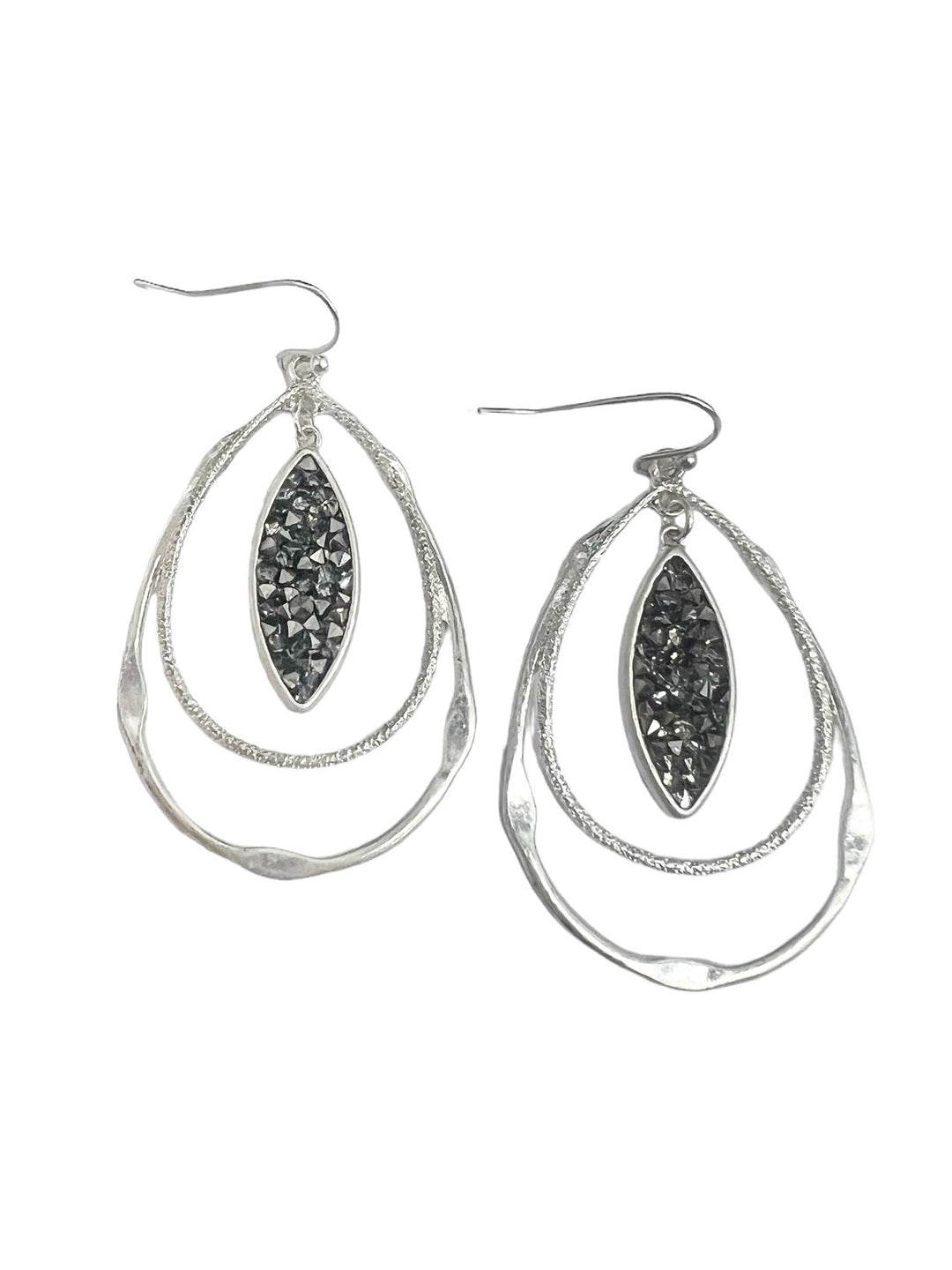 Layered Teardrop Rhinestone Earrings