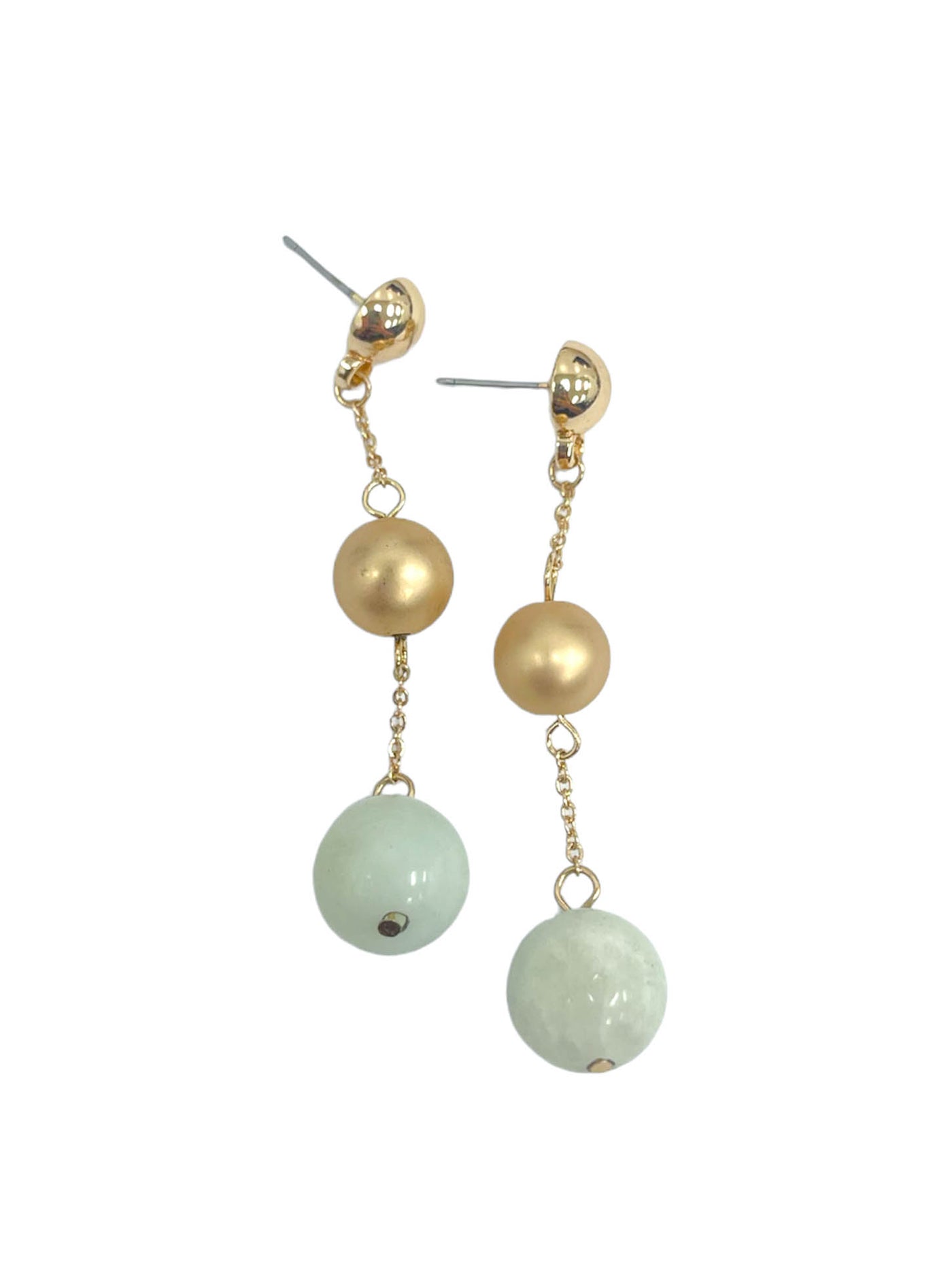 Round Stone Metal Post Earring