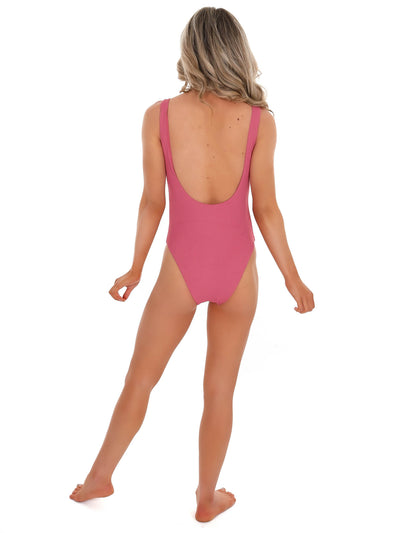 Endless Summer Ribbed Raspberry One Piece Swimsuit