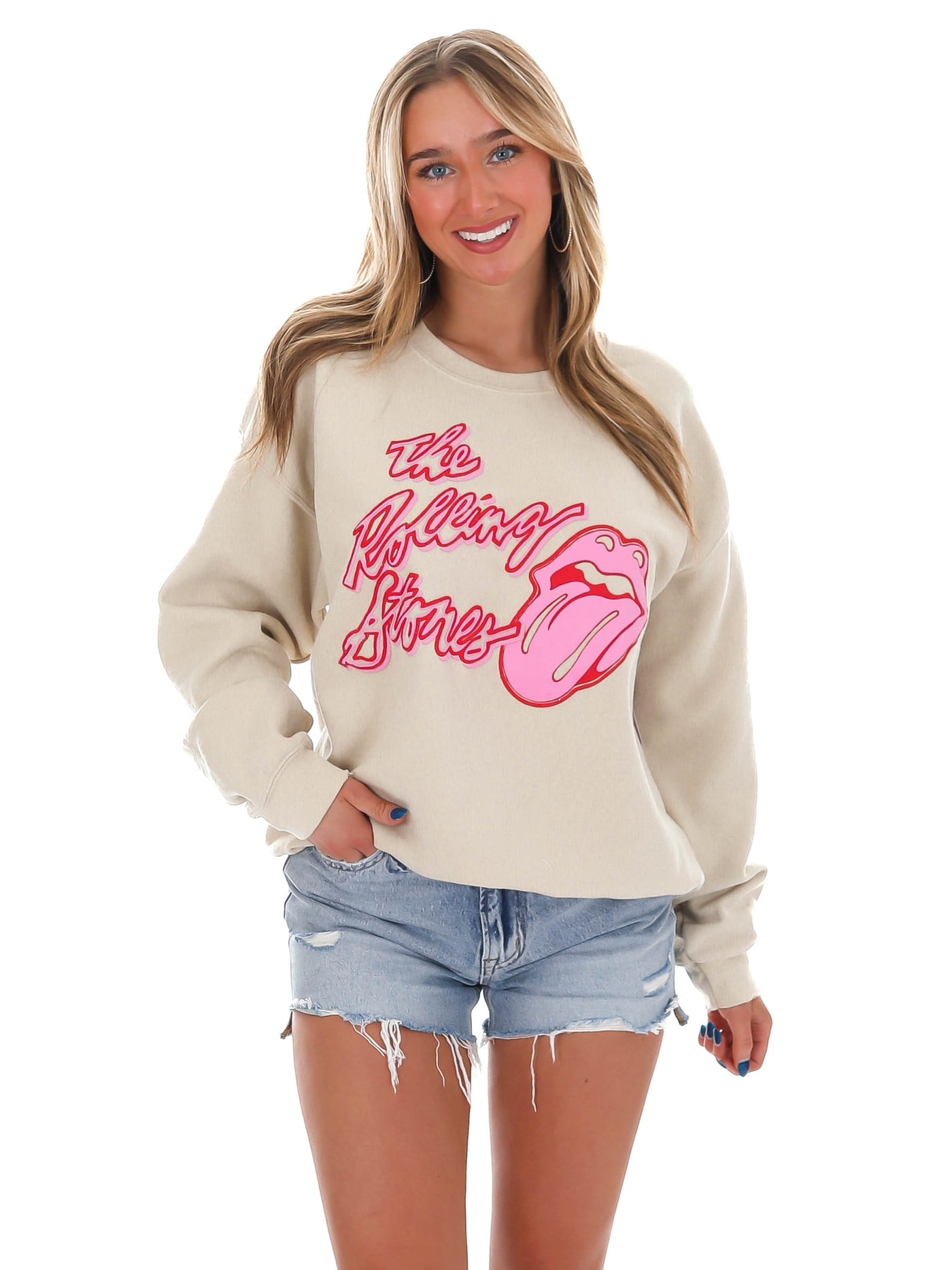 Rolling Stones Malibu Puff Ink Sand Thrifted Sweatshirt