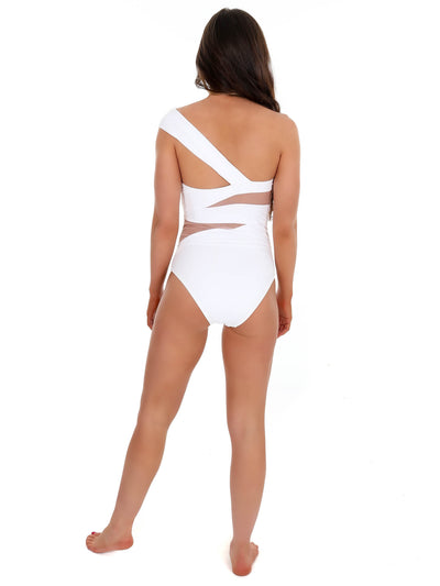 Tropical Tides White Mesh One Piece Swimsuit
