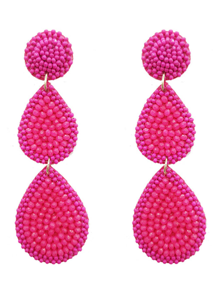 Glass Beaded 3 Drop Earrings