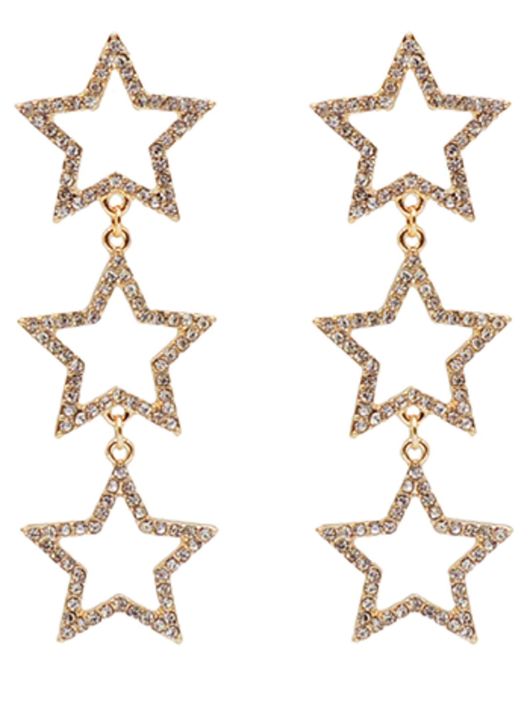 Triple Pave Star Drop Earrings