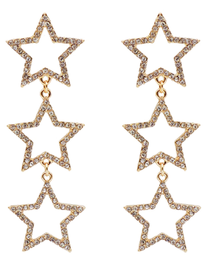 Triple Pave Star Drop Earrings