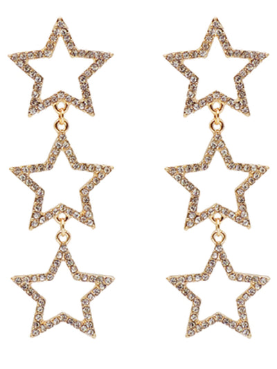 Triple Pave Star Drop Earrings