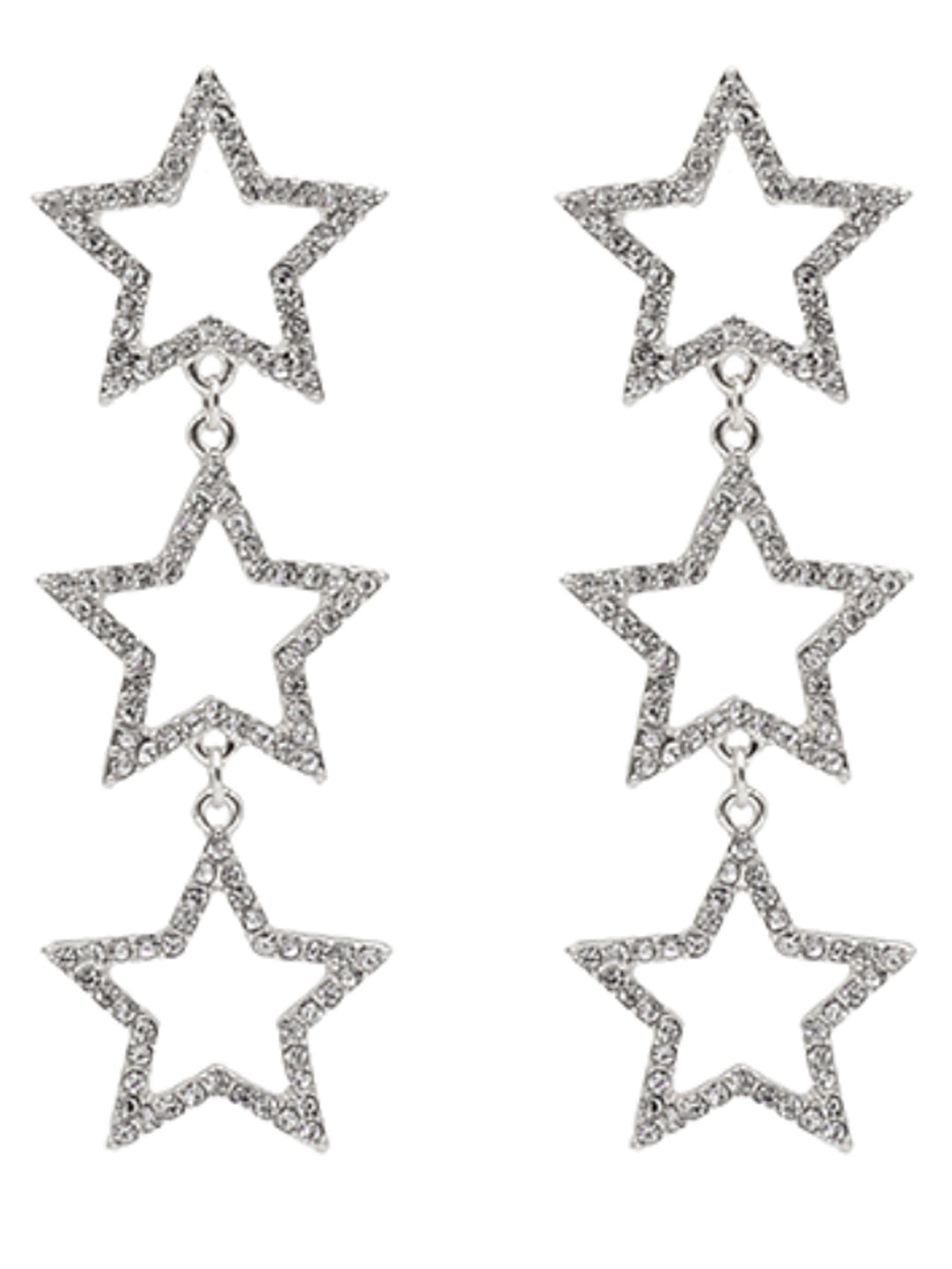 Triple Pave Star Drop Earrings