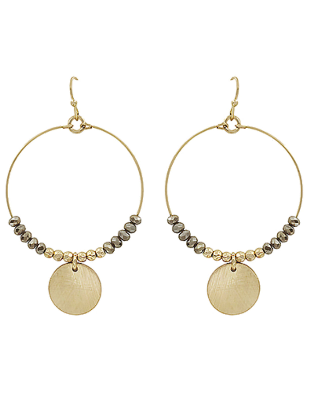 Scratched Disc Circle Earrings