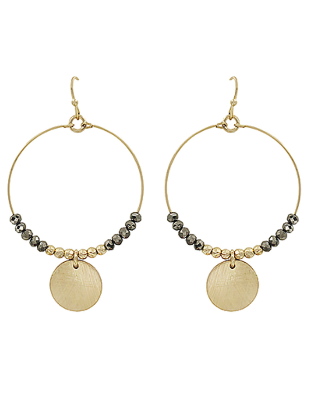 Scratched Disc Circle Earrings