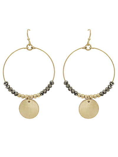 Scratched Disc Circle Earrings