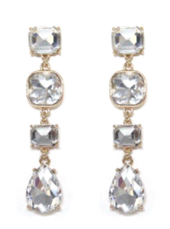 Multi Shape Rhinestone Dangle Earrings