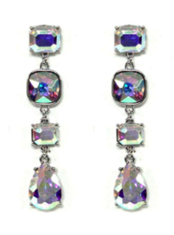 Multi Shape Rhinestone Dangle Earrings