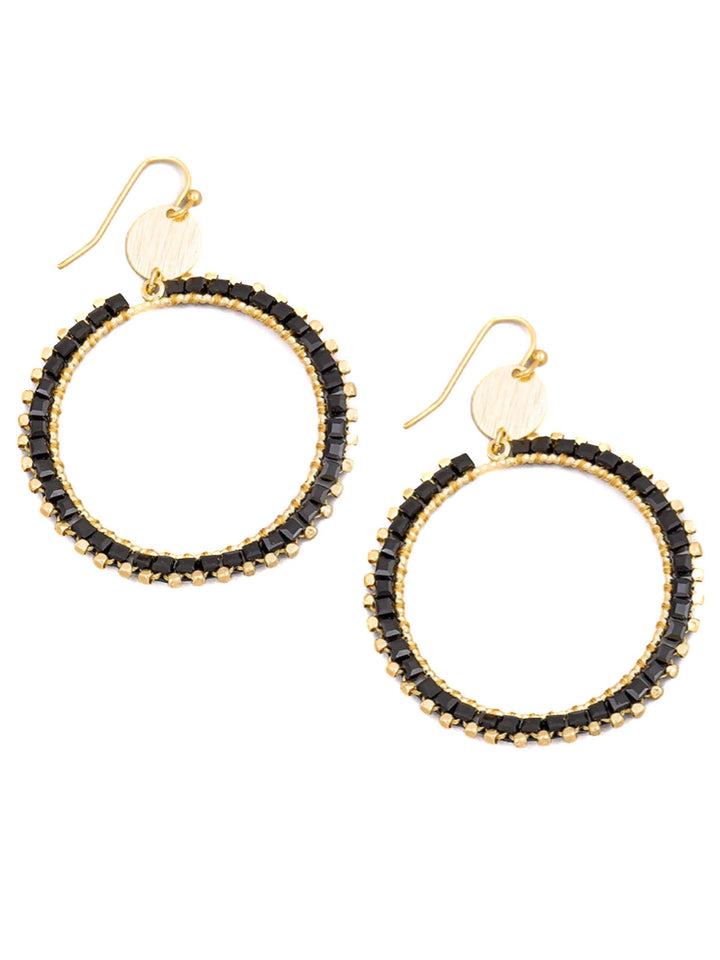 Beaded Circle Hook Drop Earrings