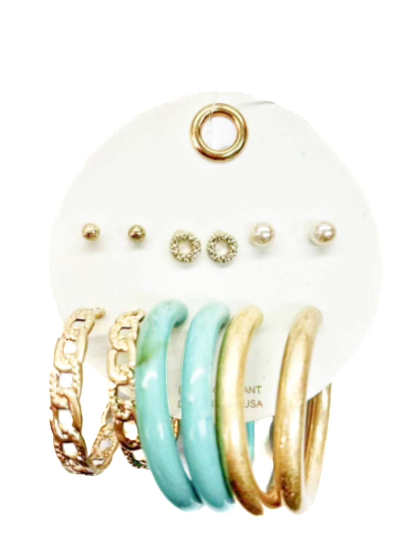 Assorted Mint and Gold Earring Set