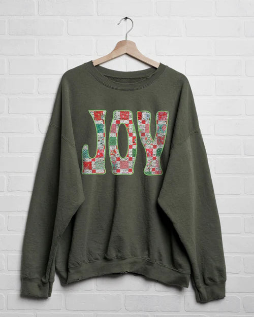 Joy Quilt Military Green Thrifted Sweatshirt